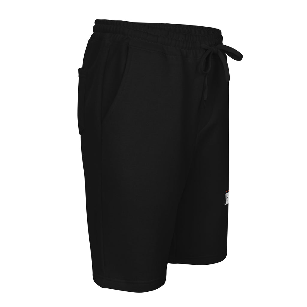 Lights Out Shorts in Black, right side, small white LIGHTS OUT logo just visible on the left leg