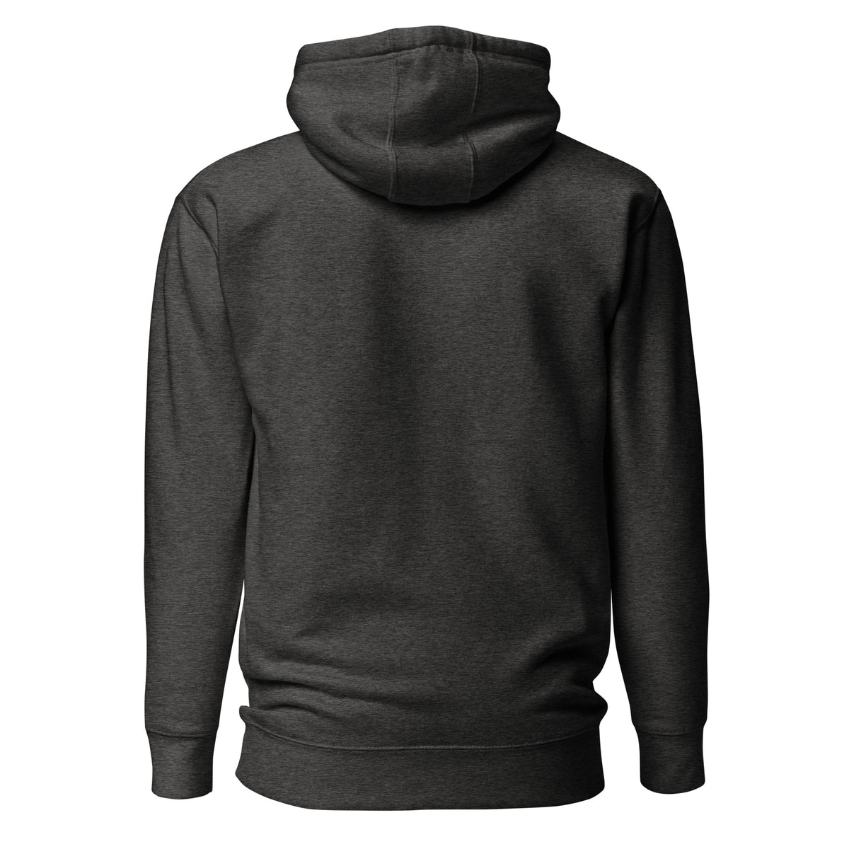 Lights Out Heavyweight Hoodie in Charcoal Heather, back, white SEE DIFFERENT print