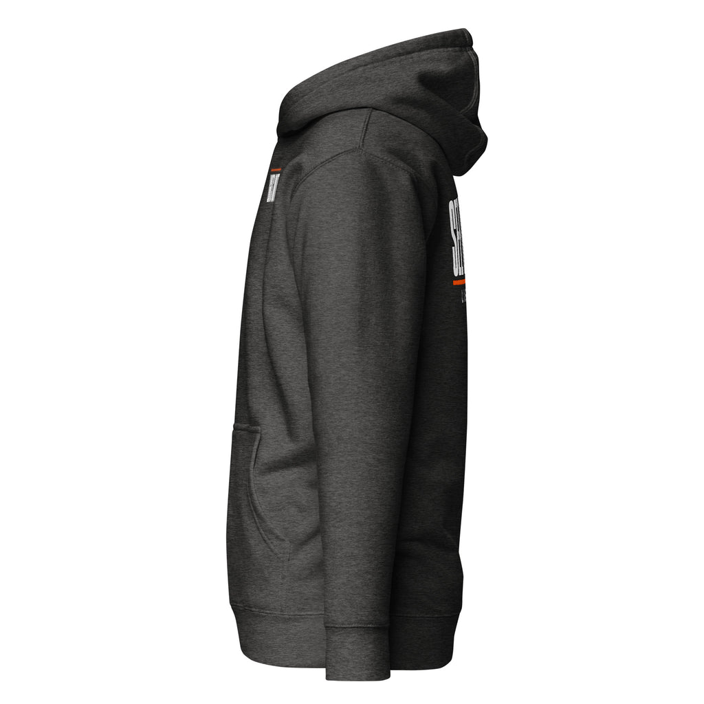 Lights Out Heavyweight Hoodie in Charcoal Heather, side view