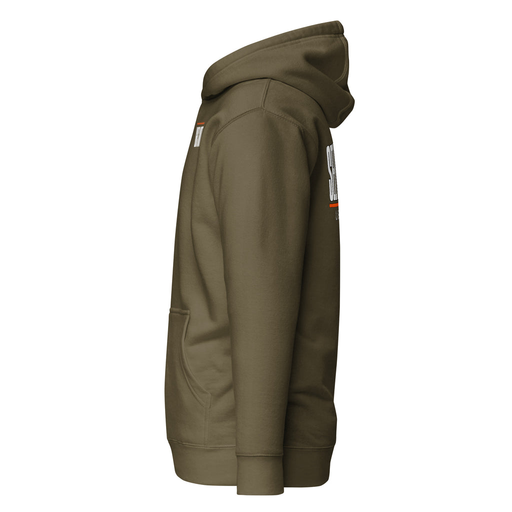Lights Out Heavyweight Hoodie in Military Green, side view