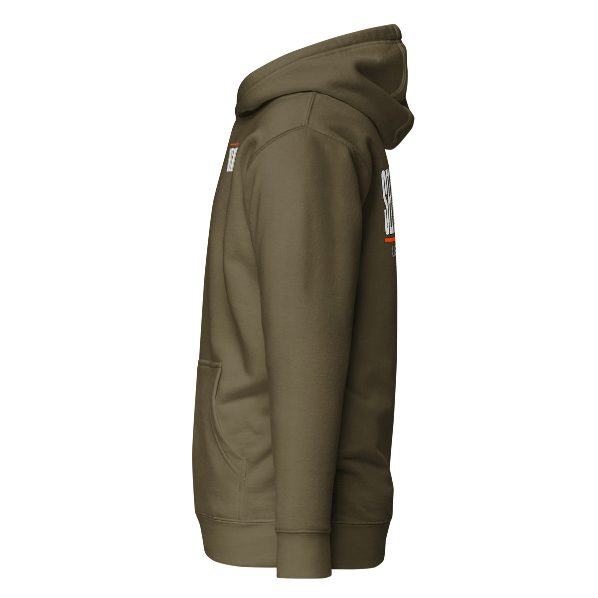 Lights Out Heavyweight Hoodie in Military Green, side view