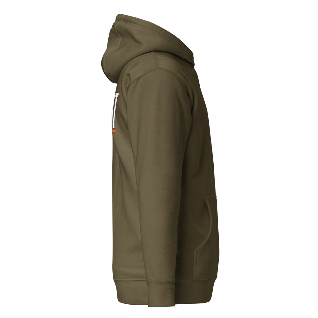 Lights Out Heavyweight Hoodie in Military Green, side view